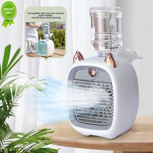 New 2400mAh Mini Air Conditioner Portable Desktop Fan Humidifier Purifier 3 Speed 2 Mode Spray USB Table Fan Car Home Camping Travel