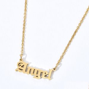 Подвесные ожерелья ожерелья из нержавеющей стали буквы Алфавит для женщин девушки золотоирная детская детская угла