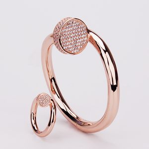 Rose Gold Diamond szeroka Bieć do paznokci luksusowe kobiety bransoletki projektantki mężczyźni biżuteria Wysokiej jakości unisex moda przyjęcie świąteczne ślubne prezenty urodzinowe miłośnicy urodzin