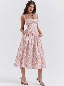 Chic Garden Party Black Sundress Nytt i högkvalitativa tjejer Sweet Going Out Out Outlow Clothes Summer Midi Dresses 2023