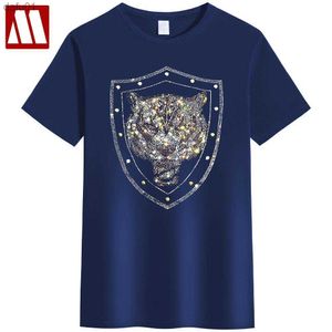 Herren T-Shirts 2022 Sommer Kurzarm T-Shirts Strass Tiger Design T-Shirts O-Ausschnitt Perlendruck T-Shirts Top Blingbling Basis T-Shirt S-5XL L230520