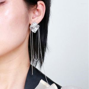 Dingle örhängen unik design asymmetrisk tofs hängande kvinnor s925 silver nål mode metall kvinnlig temperament örhänge