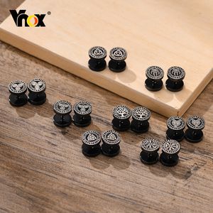 Vnox Mens Viking Black Studイヤリング、VegvisirおよびNorse Valknut、Cool Punk Stainless Steel Norse Viking Set Male Earrings