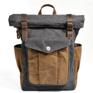 Backpack Canvas Backpacks For Men Oil Wax Leather Travel Large Waterproof Daypacks Retro Bagpack Luxury Vintage Bag