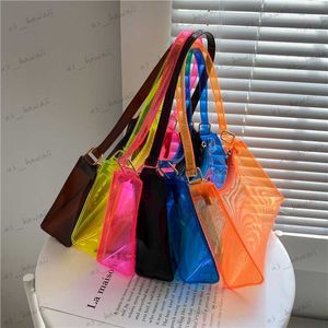 Evening Bags Summer Fluorescent Transparent Jelly Handbag Candy Pure Color Clear Shoulder Bag Women's Armpit Bag Waterproof Underarm Bag New T230526