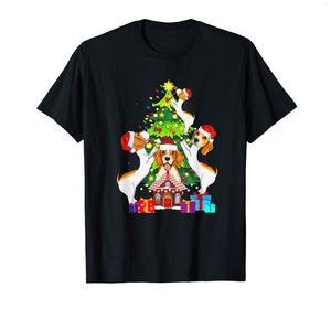 Men's T Shirts Funny Beagle With Christmas Tree Hat In Snow Santa Xmas T-Shirt-Men's T-Shirt-Black