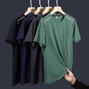Ice Silk Short Sleeve Quick Drying Shirt for Men's Summer Breathable Sweat-absorbing Running Outdoor Sports Fitness T-shirt Youth Large