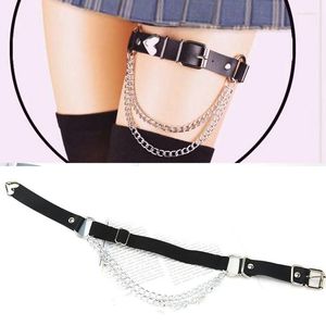 Belts Sexy Garter Punk Chain Belt For Women Black Leather Leg Loops Thigh Strap Harness Tight Suspender Bondage Accessories