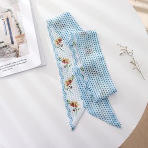 Schals Sommer Französisch Blau Haar Wiederherstellung Alte Wege Kleine Gebrochene Blume Lange Seide Chiffon Band Weben Krawatten