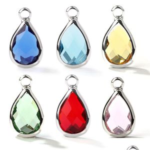 Charms Copper 12 Month Zodiac Glass Crystal Birthstone Pendant New Sier Jewelry Making Accessories For Bracelet Necklace Drop Delive Dhkd4