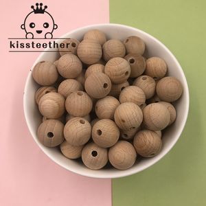 Baby Tanders Toys Beech Woode Chewable 1020mm runda pärlor Egofriendly DIY Craft Jewelry Accessories Teether 230525