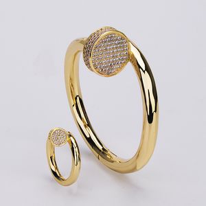 gold diamond wide nail bangle Luxury women bangles bracelets designer men jewelry high quality unisex Fashion Party Christmas Wedding gifts Birthday Lovers good