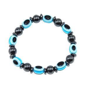 Bracciale con perline Blue Eye Bracciale con corda elastica Gioielli con ematite naturale Pietra magnetica per uomo Donna Braccialetti con consegna a goccia Dhwge