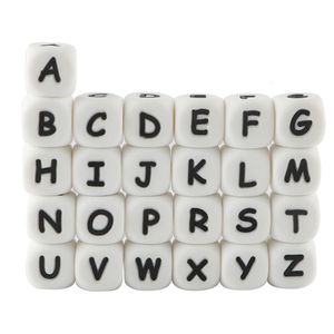 Baby Beißringe Spielzeug Kovict 100 Stück Alphabet Englisch Silikon Buchstaben Perlen 12mm Beißring Zubehör für personalisierte Schnuller Clips Zahnen Spielzeug 230525