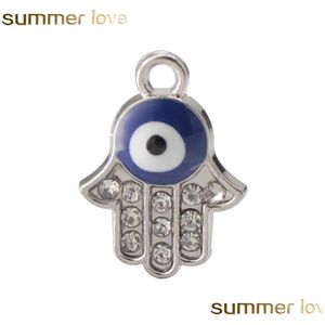 Charms Crystal Emamel Fatima Hamsa Charm Eyes Pendants для браслета ожерелья украшения сплав сплав.