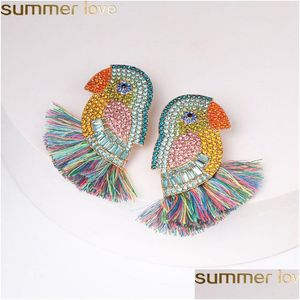 ダングルシャンデリアデザインColorf Colorf Crystal Fish Crab Drop drop earrings for women birds tassel girls party statement Jewelry dearive dh6kc