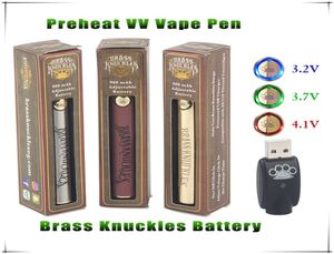 1PCS Brass Knuckles Vape Battery Wood Gold SS Vaper Pen 650 900 mAh 510 Evod Evod Ajustar Volt Pré -aquecimento1193774
