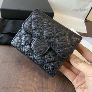 10A Mirror Quality Designers 11cm Mini Flap Card Holder Womens Caviar Quilted Purse Luxury Black Wallet Portamonete in vera pelle di agnello con scatola