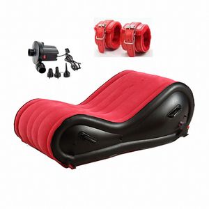 Inflatable Multi-function Sex Sofa Flocking Sex Furniture Bed with Handcuff Foldable Portable Sexual Position Assistance Sex Toy