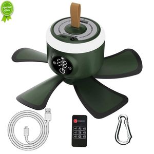 Nuovo ventilatore da campeggio wireless Portatile 8000mAh USB Ricaricabile con lampada a LED 4 ingranaggi Telecomando Ventilatore da soffitto elettrico