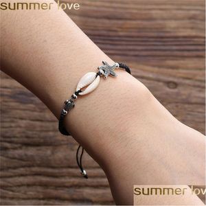 Charm Bracelets Bohemian Sea Turtle Shell Beach Bracelet Adjustable Starfish Rope Unisex Braided For Men And Women Personality Summe Dhuuf