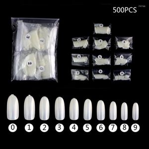 False Nails 500pcs/bag Full Cover Oval Shape Fake Artificial Natural White Art Tips Manicure Tool 10 Size Press On