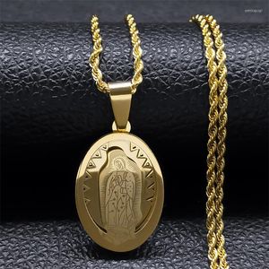 Pendant Necklaces Catholic Virgin Mary Necklace For Women Men Stainless Steel Gold Color Our Lady Christian Religion Jewelry Collier