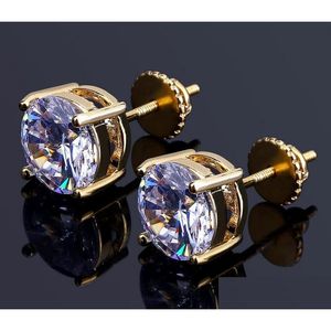 Stud 8mm Hip Hop Earrings Sier Gold Plated CZ Earring for Women Men Designer Ear Rings Luxury Jewel Gifts Drop Delivery DHPLJ