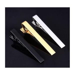 Tie Clips Men Classic Clip Sier Gold Black Nathis Bar Pinch Lämplig för bröllopsdag Business and Daily Life Drop Delivery DH2ZD