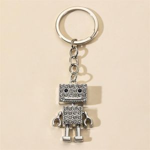 Anahtarlıklar kristal robot anahtarlık kadın çanta oyuncaklar erkek araba anahtar halkaları çıkarılabilir tutucu chaveiros vintage mücevher porte clef hediye