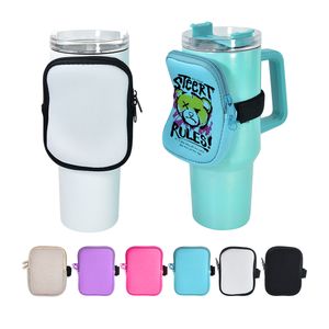 40oz Tumbler sublimation Neoprene Pouch bag mini tote with elastic band Outdoor Sports Water Bottle Sleeve Carrier Bags Holder Running Walking arm bag