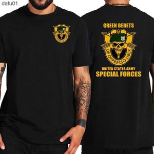 Camisetas masculinas Grupo de Forças Especiais Grupo Aerotransportado Militar Green Boina Verão Algodão dos EUA Exército dos EUA Camiseta Homem Meninas de Streetwear de grandes dimensões L230520 L230520