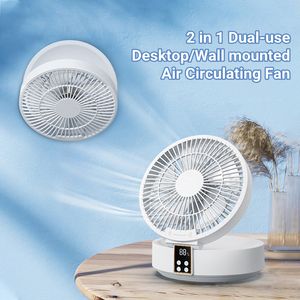 Other Home Garden Remote Control Wireless Punch-free Wall Mounted Circulation Air Cooling Fan with LED Light Folding Electric Ventilator Table Fan 230525