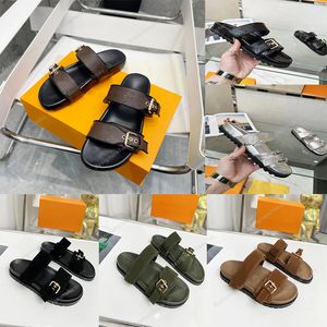 Tasarımcı Sandal Kadın Sandalet Scuffs terlik deri düz terlik baskılı slaytlar bayan eski çiçek flip flops lüks moda yaz ayakkabıları