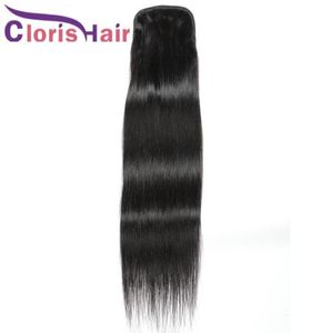 Cordão cabelo humano rabo de cavalo em linha reta cabelo virgem malaio com clipes para mulheres barato ajustável rabo de cavalo cabelo ex8669908