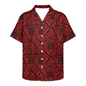 Men's Casual Shirts Polynesian Tribal Hawaiian Totem Tattoo Hawaii Prints Vintage Street Men's Short Sleeve Summer Thin Material Shirt
