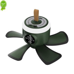 New 8000mAh Ceiling Fan Timing Camping Fan USB Rechargeable Remote Control 4 Gears Cooler With LED Lamp For Home Outdoor