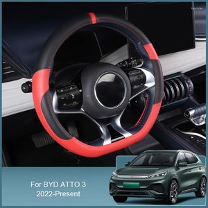 ステアリングホイールカバーBYDのPUレザーATTO 3 2023-PRSENT CAR STYLINGカバー装飾的な内部オートアクセサリ