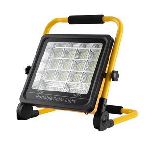 100W Solar Work Light Portable LED Reflector Spotlight USB Rechargeable Projector Floodlight SOS Emergency Camping Light Power Bank