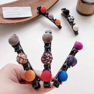 Hair Clips Cute Little Fragrance Duck Bill Hairpin Ball Broken Braid Texture Bangs Side Autumn And Winter Accessories