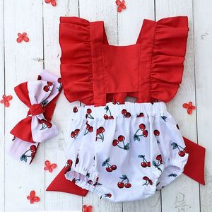 Rompers urocze ubrania Born Girl Ubrania Ruffle Backless Romper Opaska na głowę 2PCS Toddler Summer Odzież dla 018m 230525