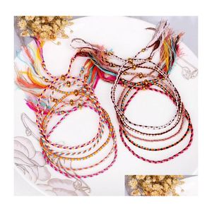 Braccialetti con ciondoli 52 colori Corda intrecciata intrecciata a mano Braccialetto dell'amicizia Spiaggia Filo di poliestere bohemien Tessuto per donna Uomo Dhn4M