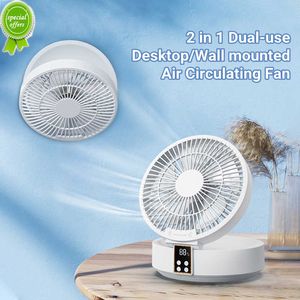 New Remote Control Wireless Punch-free Wall Mounted Circulation Air Cooling Fan with LED Light Folding Electric Ventilator Table Fan
