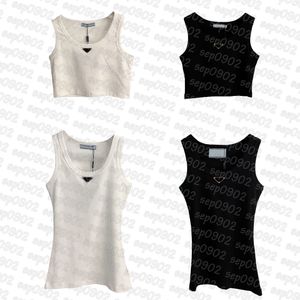 Summer Knits Tank Top Kobiety Sport Tops Metal Metal Badge Top Top Crew Szyjka Towala