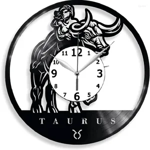 Wall Clocks Taurus Handmade Gift For Woman - Zodiac Decor Sign Idea Girl Home Record Cloc