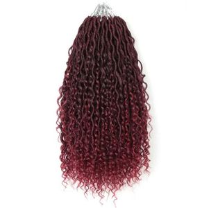 Naturfarbene synthetische Haarverlängerungen zum Flechten. Messy Goddess 18 Zoll Bohemian Curly Crochet Braids Haarverlängerungen für Afro4925411