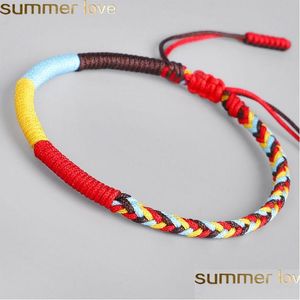 Bracelets de charme feitos à mão mti cor boa sorte corda vermelha tibetana nó budista para homens jóias entrega de jóias dhgmy