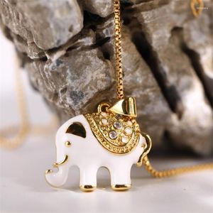 Chains Black And White Two Color Dripping Oil Lucky Elephant Pendant Necklace Accessories Collars Cute Animal Chain
