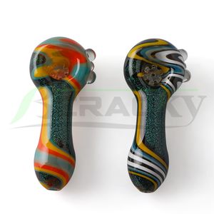 Beracky US Color Dichro Glass Spoon Smoking Pipes Wig Wag Stack Hand Pipe Rainbow Swirl Hand Crafted Heady Pipes For Dab Rigs Water Bongs Tobacco