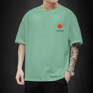 Camisetas masculinas de camisetas masculinas folhas de bordo de folha de bordo simples t-shirt de manga curta de t-shirt masculina de verão de verão casual de camiseta grande masculina s-4xl l230520